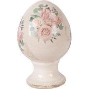 Clayre & Eef Decoratie Beeld Ei Ø 9x14 cm Beige Keramiek