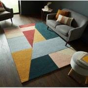 Alwyn vloerkleed - Laagpolig - 100% Wol - Geo Modern - Multi / Roze - ...