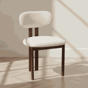 Japandi Eetkamerstoel Miyo Bouclé Beige - Walnootlook Frame