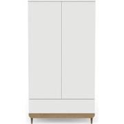 Kast met 2 openslaande deuren, 1 lade in witte decor en middelmatig na...