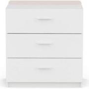 Commode met 3 lades wit, omkeerbare dwarslat stormblauw en abrikoos, b...