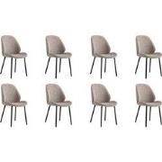 QUVIO Eetkamerstoelen Lola - Polyester - Staal - Grijs - Set van 8