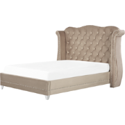 AYETTE  - Tweepersoonsbed - Taupe - 180 x 200 cm - Fluweel