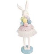 Clayre & Eef Decoratie Beeld Konijn 18x17x57 cm Wit Kunststof