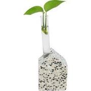 2 Terrazzo Huisjes met Vaasje-8x16cm-Zwart/ Wit-Housevitamin