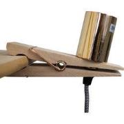Houten Knijper Lamp-15x3x10cm-Incl. gloeilamp-Gouden fitting en afwerk...