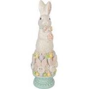 Clayre & Eef Decoratie Beeld Konijn 12x11x34 cm Wit Kunststof