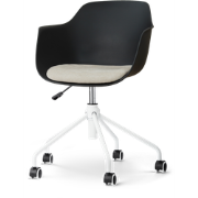 Nout-Liz eetkamerstoel zwart met naturelbeige zitkussen - wit onderste...