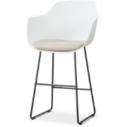 Nino-Liz barkruk wit met naturelbeige zitkussen - zwart onderstel - 75...