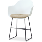 Nino-Liz barkruk wit met nougatbruin zitkussen - zwart onderstel - 65 ...