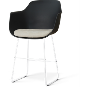 Nino-Liz barkruk zwart met naturelbeige zitkussen - wit onderstel - 65...