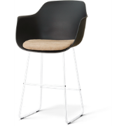 Nino-Liz barkruk zwart met nougatbruin zitkussen - wit onderstel - 75 ...