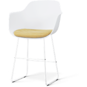 Nino-Liz barkruk wit met warm oker zitkussen - wit onderstel - 65 cm