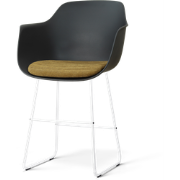 Nino-Liz barkruk zwart met mosgroen zitkussen - wit onderstel - 65 cm