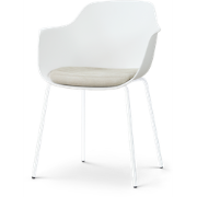 Nora-Liz eetkamerstoel wit met naturelbeige zitkussen - wit onderstel