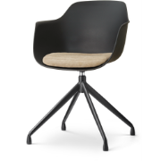 Nola-Liz draaibare eetkamerstoel zwart met nougatbruin zitkussen - zwa...