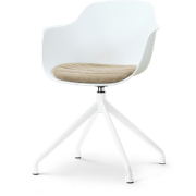 Nola-Liz draaibare eetkamerstoel wit met nougatbruin zitkussen - wit o...