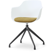 Nola-Liz draaibare eetkamerstoel wit met mosgroen zitkussen - zwart on...