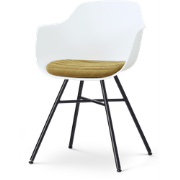 Noa-Liz eetkamerstoel wit met mosgroen zitkussen - zwart onderstel