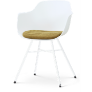 Noa-Liz eetkamerstoel wit met mosgroen zitkussen - wit onderstel
