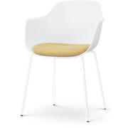 Nora-Liz eetkamerstoel wit met warm oker zitkussen - wit onderstel
