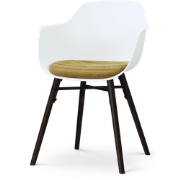 Nena-Liz eetkamerstoel wit met mosgroen zitkussen - zwart houten onder...