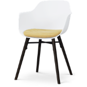 Nena-Liz eetkamerstoel wit met warm oker zitkussen - zwart houten onde...