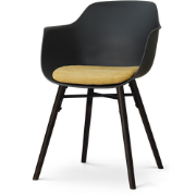 Nena-Liz eetkamerstoel zwart met warm oker zitkussen - zwart houten on...