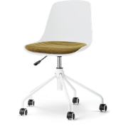 Nout-Liv eetkamerstoel wit met mosgroen zitkussen - wit onderstel