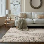 Abstract Swirl vloerkleed - Laagpolig - 100% Wol Modern - Naturel / Br...