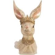 Clayre & Eef Decoratie Beeld Konijn 19x16x29 cm Beige Kunststof