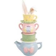 Clayre & Eef Decoratie Beeld Konijn 16x11x29 cm Blauw Kunststof