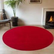 JOY Effen Soft Rond Vloerkleed – 100% Polyester – Anti-Slip - Rood- 20...