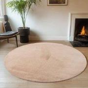 JOY Effen Soft Rond Vloerkleed – 100% Polyester – Anti-Slip - Beige- 2...