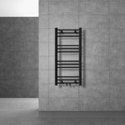 Badkamerradiator Sahara 400x800 mm zwart mat recht met middenaansluiti...