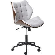 LOMPOC - Bureaustoel - Donkerhout/Grijs - Linnen