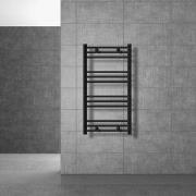 Badkamerradiator Sahara 500x800 mm zwart mat gebogen met zijaansluitin...