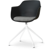 Nola-Liz draaibare eetkamerstoel zwart met zeegrijs zitkussen - wit on...