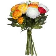 Mica Decorations Ranonkels Kunstbloemen Boeket - H22 x Ø19 cm - Oranje