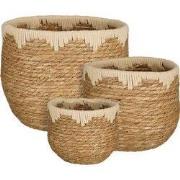 Mica Decorations  Jorck Plantenmand - Set van 3 - H24 x Ø26 cm - Zeegr...