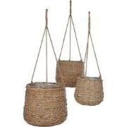 Mica Decorations Avalon Hangpot - Set van 3 - H90 x ?30 cm - Zeegras -...