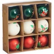 Mica Decorations kerstbal onbreekbaar rood wit groen 9 stuks - d8cm - ...