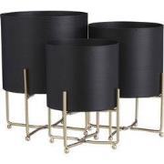 Mica Decorations Aries Bloempot op Standaard - Set van 3 - H32 x Ø24 c...