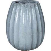 PTMD Lionne White Ceramic Pot Ribbed Bulb Round L