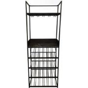 PTMD Arto Wine Rack Dark Grey Base Brown Marble