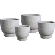 PTMD Pride White GRC Pot Round On Foot Set Of 4