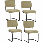 Set van 4 Eetkamerstoelen Remo Groen Ribstof - Zonder Armleuningen