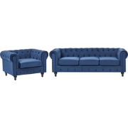 CHESTERFIELD - Woonkamerset - Marineblauw - Fluweel