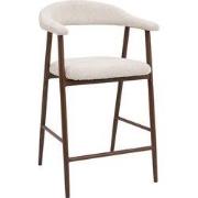 Barstoel Beige Stof/Walnoot - Mila - Set van 2