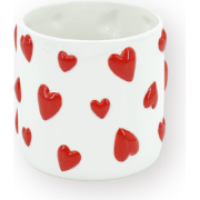 Pot - Flowerpot - Hearts - White/Red - 15.5x15.5x16cm
